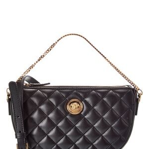 Versace La Medusa Black Lambskin Quilted Shoulder Bag